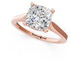 Rose gold Cushion Solitaire Diamond Ring with Four-Prong Setting and Tapered Band 1