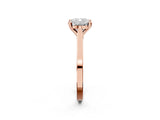 Rose gold Cushion Solitaire Diamond Ring with Four-Prong Setting and Tapered Band 2