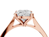 Rose gold Cushion Solitaire Diamond Ring with Four-Prong Setting and Tapered Band 4