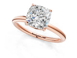 Rose gold Cushion Solitaire Diamond Ring with Four-Prong Setting on a Plain Band_21