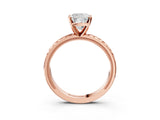 Rose gold Cushion Solitaire Diamond Ring with Milgrain and Black Enamel X Pattern Band_189