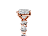 Rose gold Cushion Solitaire Diamond Ring with Pave Band and Four-Prong Setting_274