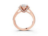 Rose gold Cushion Solitaire Diamond Ring with Pave Band and Six-Prong Setting_38