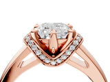 Rose gold Cushion Solitaire Diamond Ring with Pave Band and Six-Prong Setting_39