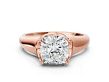 Rose gold Cushion Solitaire Diamond Ring with Six-Prong Cathedral Setting_54