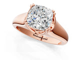 Rose gold Cushion Solitaire Diamond Ring with Six-Prong Cathedral Setting_55