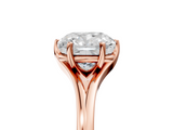 Rose gold Cushion Solitaire Diamond Ring with Six-Prong Setting and Tapered Band_29
