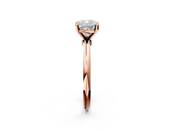 Rose gold Cushion Cut Diamond Solitaire Ring with Six-Prong Setting and Classic Band
