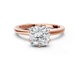 Rose gold Cushion Solitaire Diamond Ring with Six-Prong Setting on a Classic Band_3
