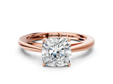 Rose gold Cushion Solitaire Diamond Ring with Split Shank and Four-Prong Setting_12