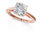 Rose gold Cushion Solitaire Diamond Ring with Split Shank and Four-Prong Setting_13