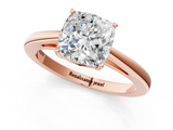 Rose gold Cushion Solitaire Diamond Ring with Split Shank and Four-Prong Setting_21