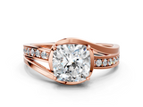 Rose gold Cushion Solitaire Diamond Ring with Split Shank and Prong Setting_65