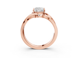 Rose gold Cushion Solitaire Diamond Ring with Split Shank and Prong Setting_68