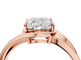 Rose gold Cushion Solitaire Diamond Ring with Split Shank and Prong Setting_69