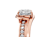 Rose gold Cushion Solitaire Diamond Ring with Split Shank and Prong Setting_70