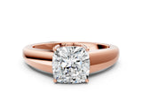 Rose gold Cushion Solitaire Diamond Ring with Tapered Band and Four-Prong Setting_49