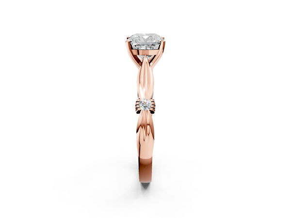 Rose gold Cushion Solitaire Diamond Twisted Band with Four-Prong Setting