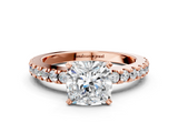 Rose gold Cushion Solitaire Diamond with Pavé Band and Four-Prong Setting_40