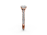 Rose gold Cushion Solitaire Diamond with Pavé Band and Four-Prong Setting_42