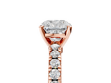 Rose gold Cushion Solitaire Diamond with Pavé Band and Four-Prong Setting_45