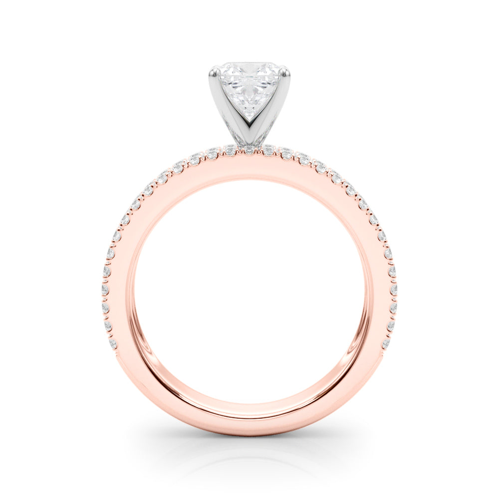 Rose gold Cushion Solitaire Diamond with Pave and Channel Set Band 2