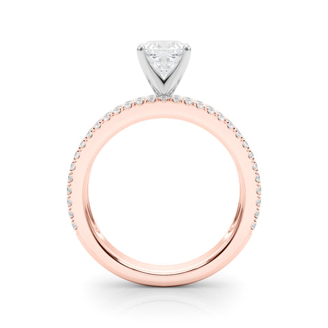 Rose gold Cushion Solitaire Diamond with Pave and Channel Set Band 2