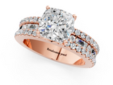 Rose gold Cushion Solitaire Diamond with Pave and Channel Set Band_64