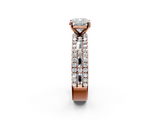 Rose gold Cushion Solitaire Diamond with Pave and Channel Set Band_65