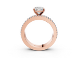Rose gold Cushion Solitaire Diamond with Pave and Channel Set Band_66