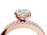 Rose gold Cushion Solitaire Diamond with Pave and Channel Set Band_67
