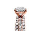 Rose gold Cushion Solitaire Diamond with Pave and Channel Set Band_68