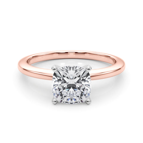 Rose gold Cushion Solitaire Engagement Ring with Classic Band and Four-Prong Setting 1