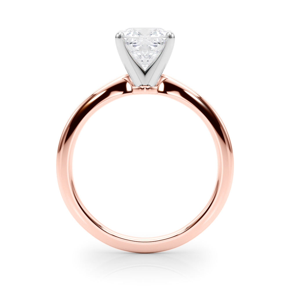 Rose gold Cushion Solitaire Engagement Ring with Classic Band and Four-Prong Setting 2