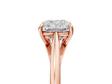 Rose gold Cushion Solitaire Engagement Ring with Four-Prong Setting and Classic Band