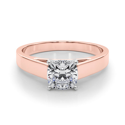 Rose gold Cushion Solitaire Engagement Ring with Four-Prong Setting and Tapered Band 1