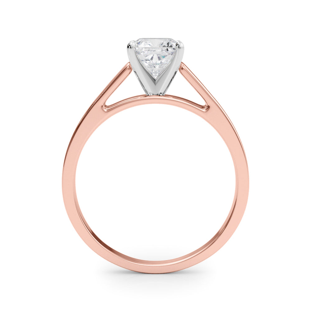 Rose gold Cushion Solitaire Engagement Ring with Four-Prong Setting and Tapered Band 2