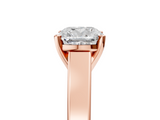 Rose gold Cushion Solitaire Engagement Ring with Four-Prong Setting and Tapered Band_13