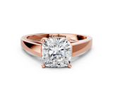 Rose gold Cushion Solitaire Engagement Ring with Four-Prong Setting and Tapered Band_8
