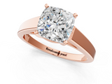 Rose gold Cushion Solitaire Engagement Ring with Four-Prong Setting and Tapered Band_9