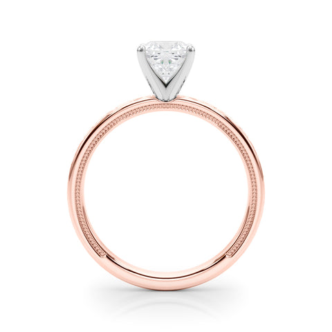 Rose gold Cushion Solitaire Engagement Ring with Scrollwork Band and Four-Prong Setting 2