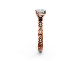 Rose gold Cushion Solitaire Engagement Ring with Scrollwork Band and Four-Prong Setting_122
