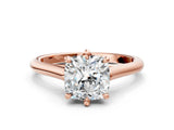 Rose gold Cushion Solitaire Engagement Ring with Six-Prong Setting and Classic Band 1
