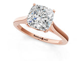 Rose gold Cushion Solitaire Heart Prong Engagement Ring with Tapered Band_55