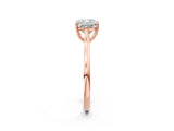 Rose gold Cushion Solitaire Heart Prong Engagement Ring with Tapered Band_56
