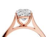 Rose gold Cushion Solitaire Heart Prong Engagement Ring with Tapered Band_58
