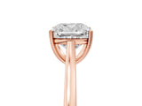 Rose gold Cushion Solitaire Heart Prong Engagement Ring with Tapered Band_59