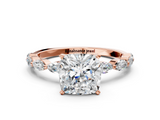 Rose gold Cushion Solitaire Marquise Side Stone Prong Setting Ring_51