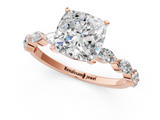 Rose gold Cushion Solitaire Marquise Side Stone Prong Setting Ring_52