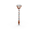 Rose gold Cushion Solitaire Marquise Side Stone Prong Setting Ring_53